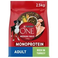 Purina ONE Medium/Maxi Adult Monoprotein granule za pse s puretinom 2,5 kg