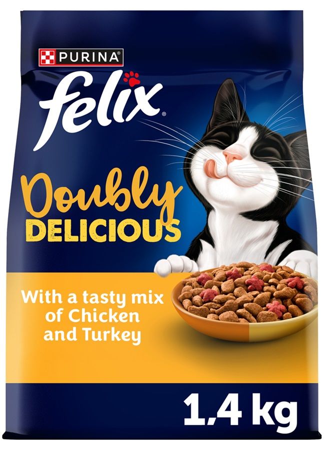 Felix Doubly Delicious suha hrana za mačke piletina, puretina 1,4 kg