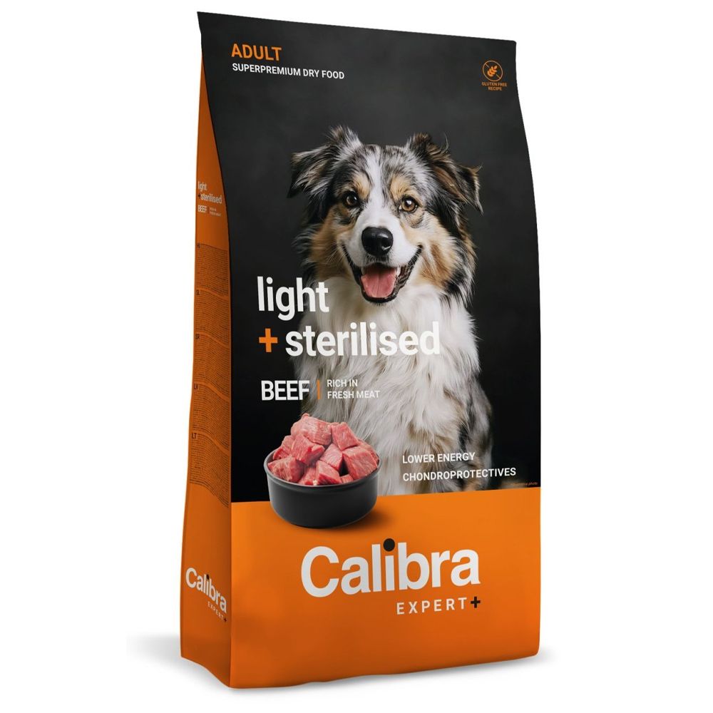 Calibra Dog EXPERT+ Adult Light & Sterilised Beef 12 kg