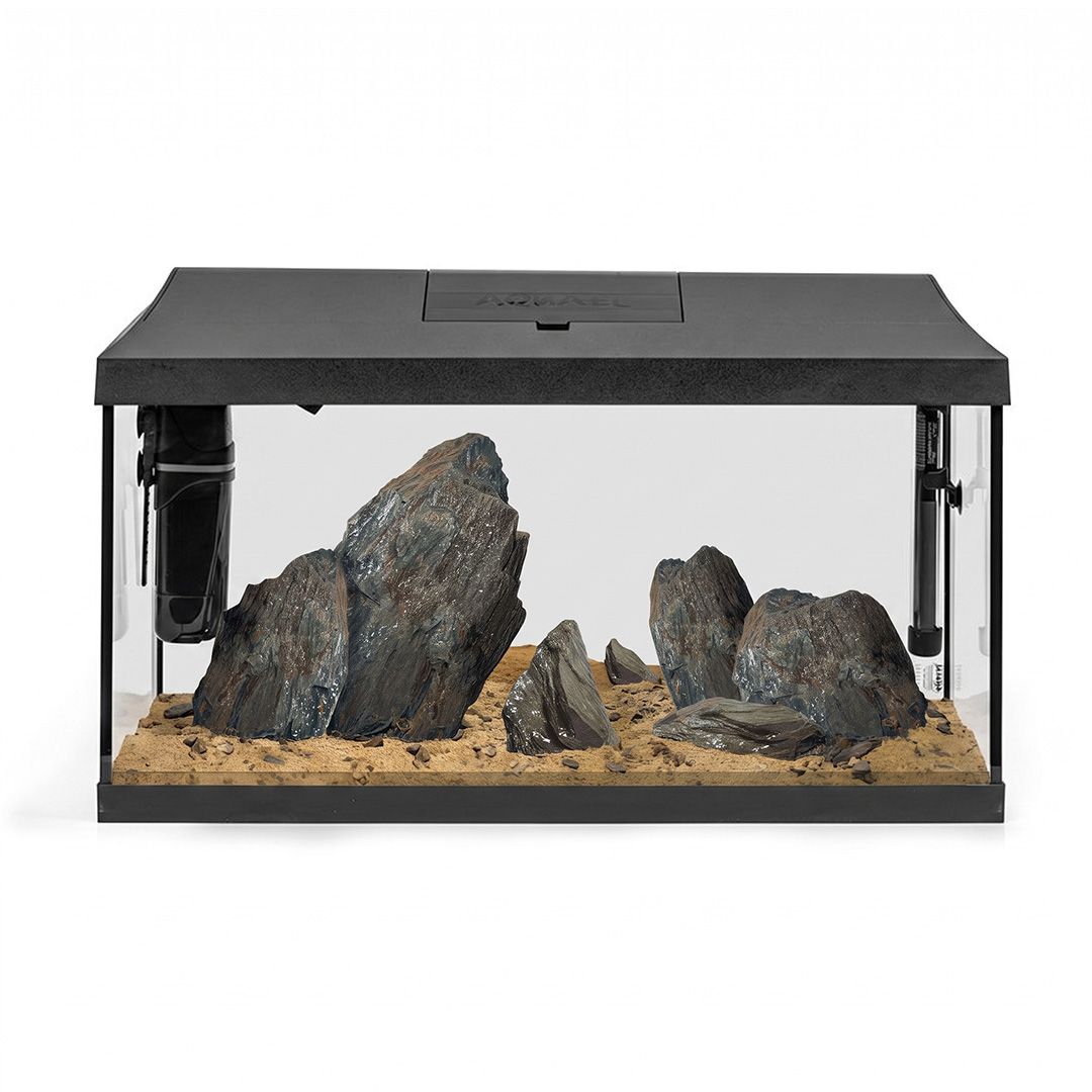 Akvarij 54l+kamenje+oprema+supstrat – Aquael Leddy PLU 60 D&N crni + WIO Storm Hour River Kit