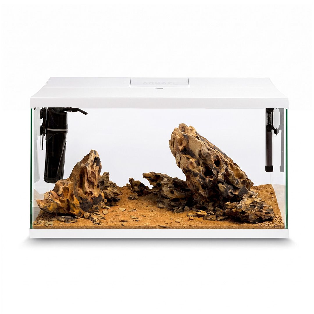 Akvarij 54l+kamenje+oprema+supstrat – Aquael Leddy PLU 60 D&N bijeli + WIO Dragon Whisper River Kit