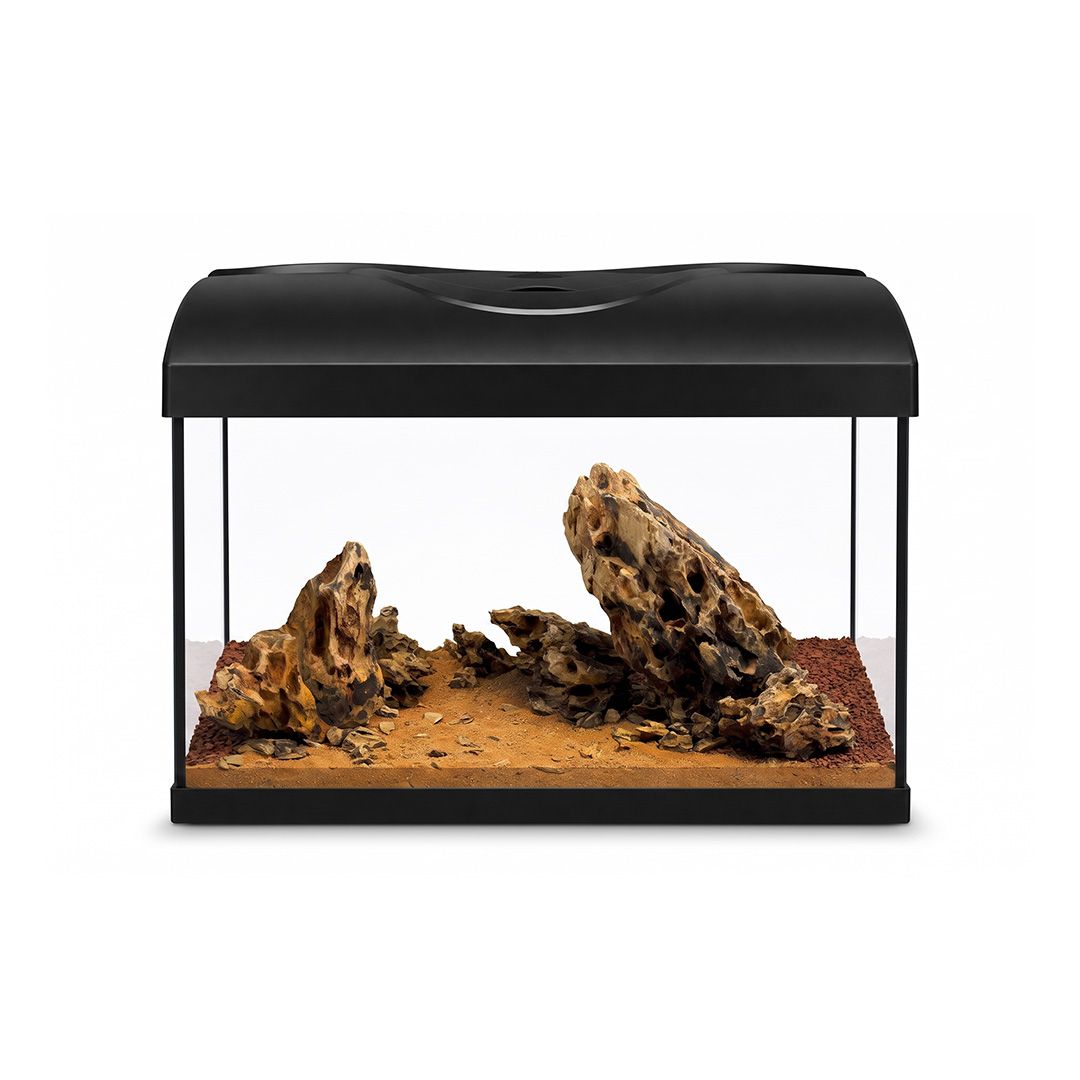 Akvarij 25l+kamenje+oprema+supstrat – Diversa STARTUP 40 LED Expert, s ravnim prednjim staklom, crni + WIO Dragon Whisper River Kit