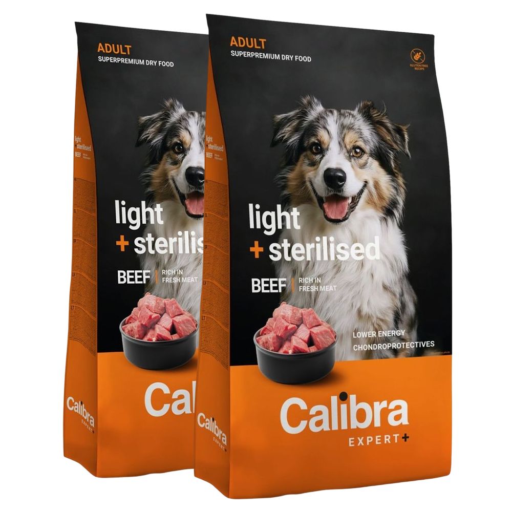 Calibra Dog EXPERT+ Adult Light & Sterilised Beef 2 x 12 kg