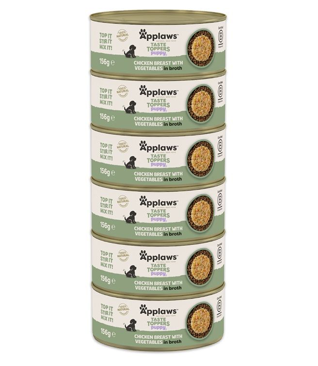 Applaws Puppy Taste Toppers Chicken Breast with Vegetables in Broth 6 x 156 g