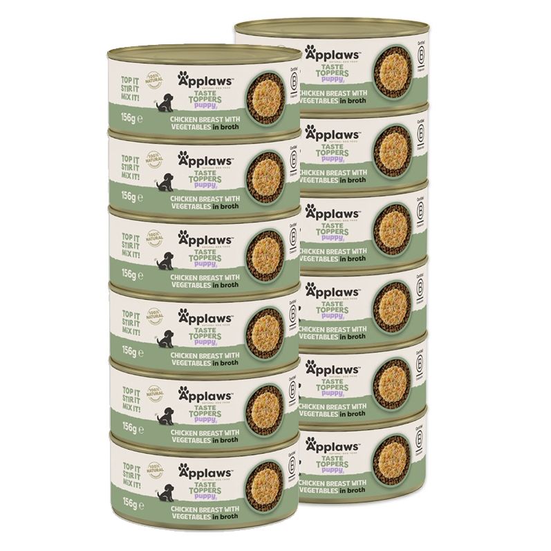 Applaws Puppy Taste Toppers Chicken Breast with Vegetables in Broth 12 x 156 g