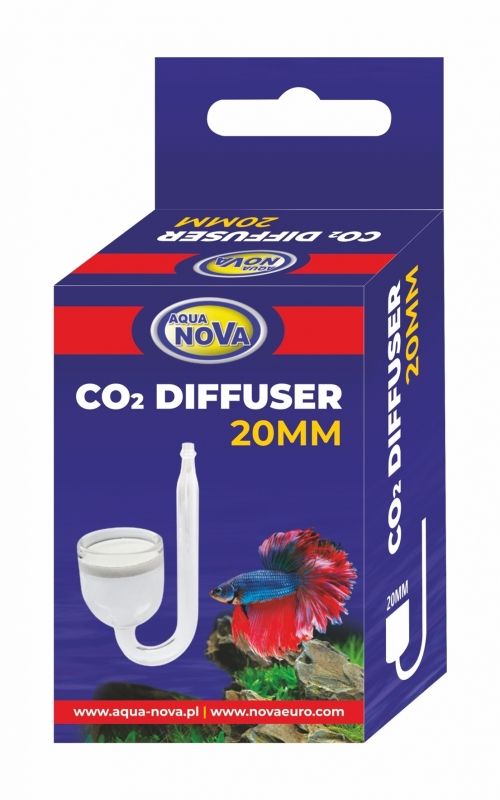 Aqua Nova stakleni CO₂ difuzor 20 mm s vakuumskom čašicom
