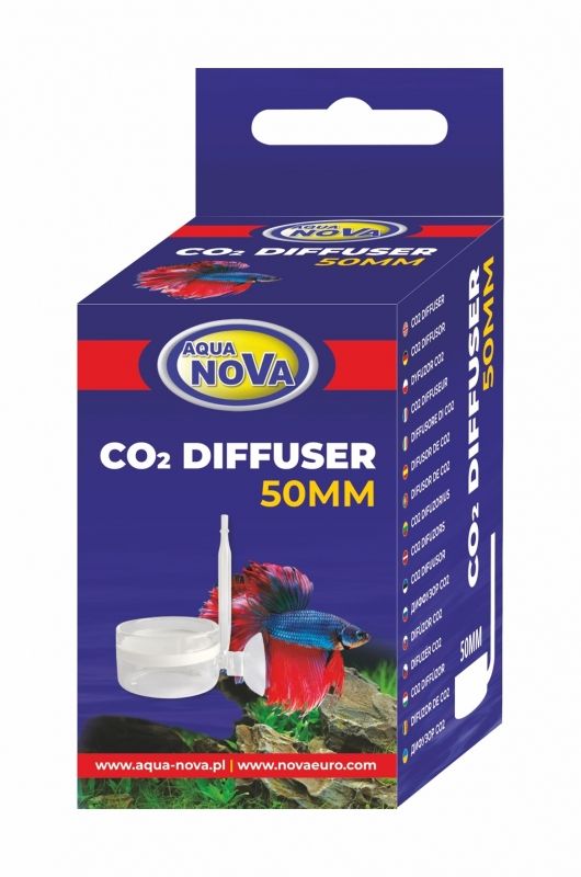 Aqua Nova stakleni CO₂ difuzor 50 mm s vakuumskim nosačima