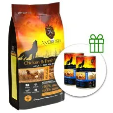 Ambrosia Adult All Breeds Chicken & Fresh Salmon 12 kg + 2 konzerve BESPLATNO