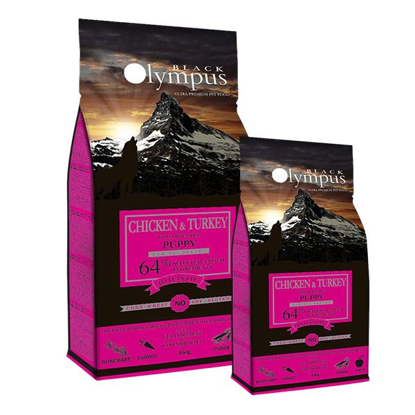 Black Olympus Puppy Chicken & Brown Rice 12 kg + 2 kg BESPLATNO