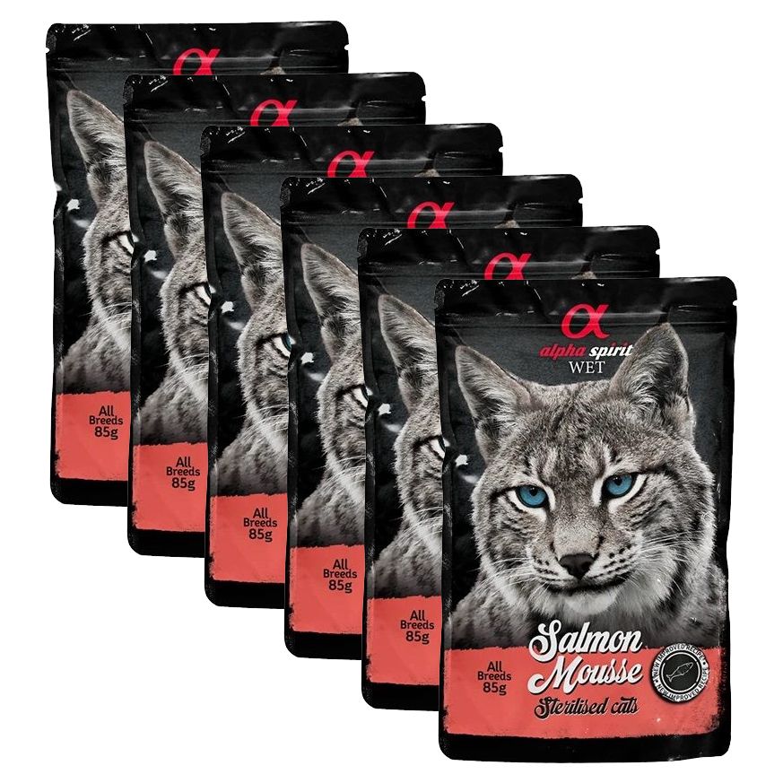 Alpha Spirit Sterilised Cat Salmon Mousse 6 x 85 g