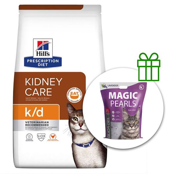Hill's Prescription Diet k/d Njega bubrega suho krmivo za mačke 8 kg + stelja GRATIS