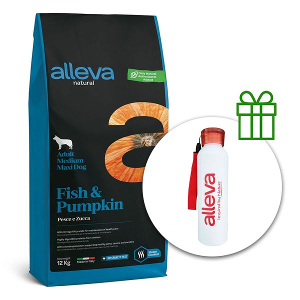 Alleva NATURAL dog fish & pumpkin adult medium/maxi 12 kg + termo boca GRATIS