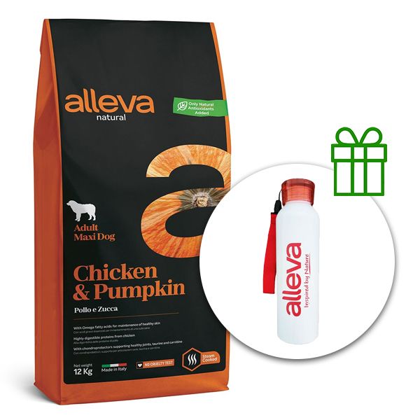 Alleva NATURAL dog chicken & pumpkin adult maxi 12 kg + termo boca GRATIS