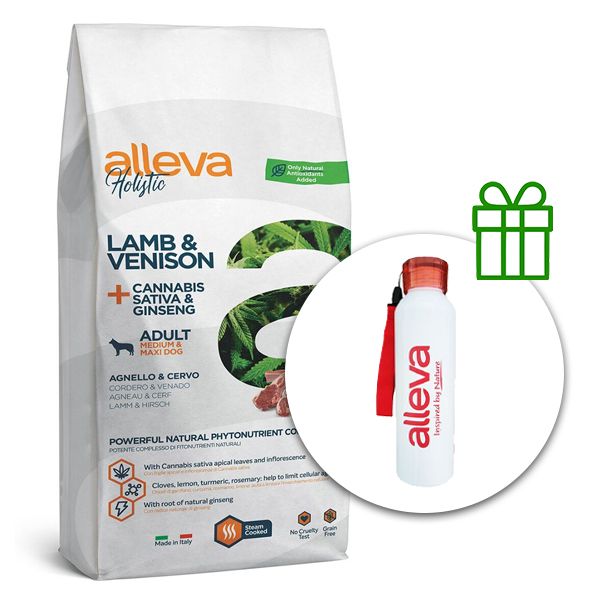 Alleva HOLISTIC dog lamb & venison adult medium & maxi 12 kg + termo boca GRATIS