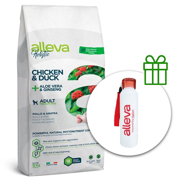 Alleva HOLISTIC dog adult medium chicken & duck 12 kg + termo boca GRATIS