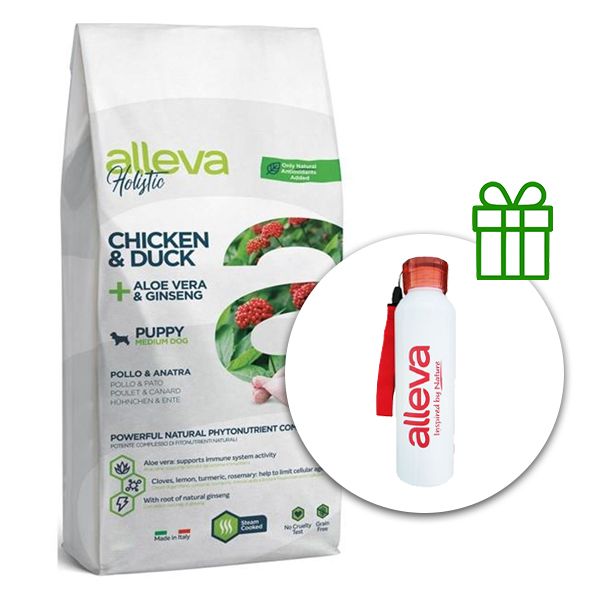 Alleva HOLISTIC dog puppy & junior medium chicken 12 kg + termo boca GRATIS