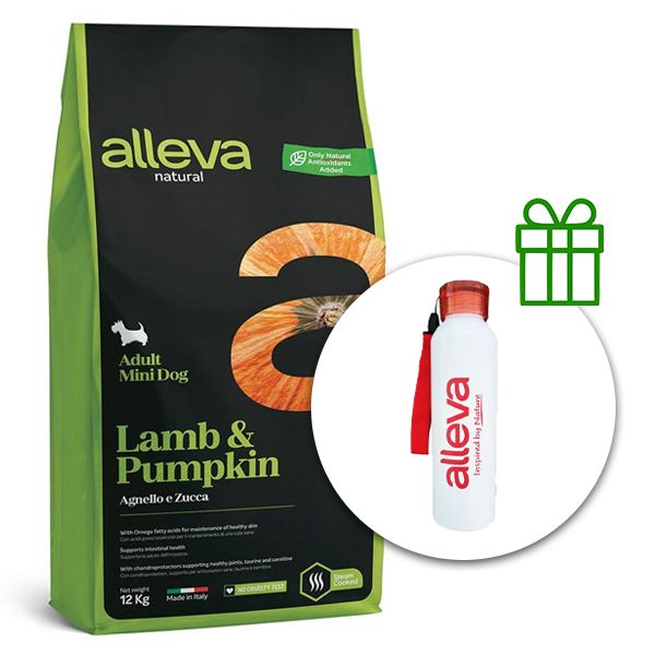 Alleva NATURAL dog lamb & pumpkin adult mini 12 kg + termo boca GRATIS