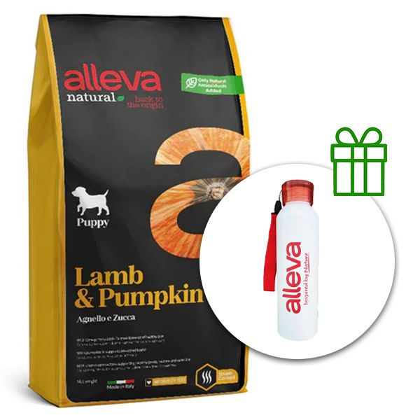 Alleva NATURAL dog lamb & pumpkin puppy all breeds 12 kg + termo boca GRATIS