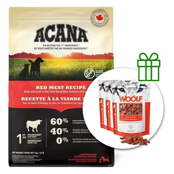 ACANA Red Meat Recipe 11,4 kg + 3x poslastice GRATIS