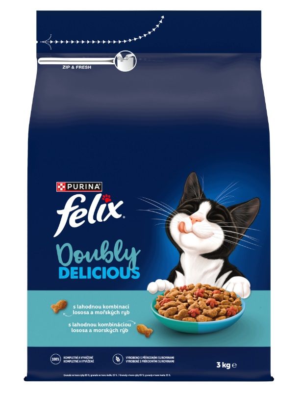 Felix Doubly Delicious granule za mačke losos, morska riba 3 kg