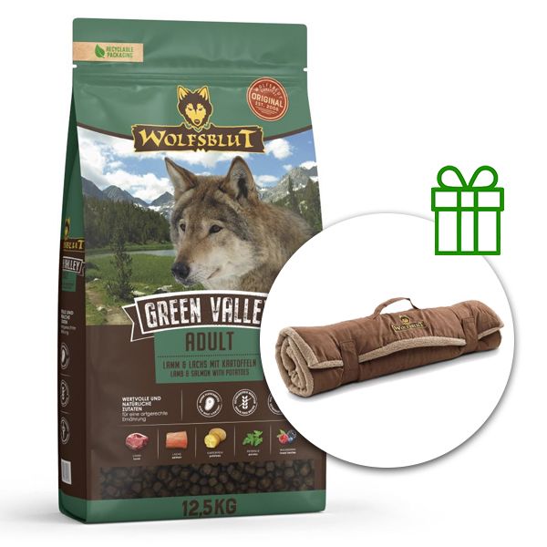 WOLFSBLUT Green Valley Adult 12,5 kg + Putna deka GRATIS