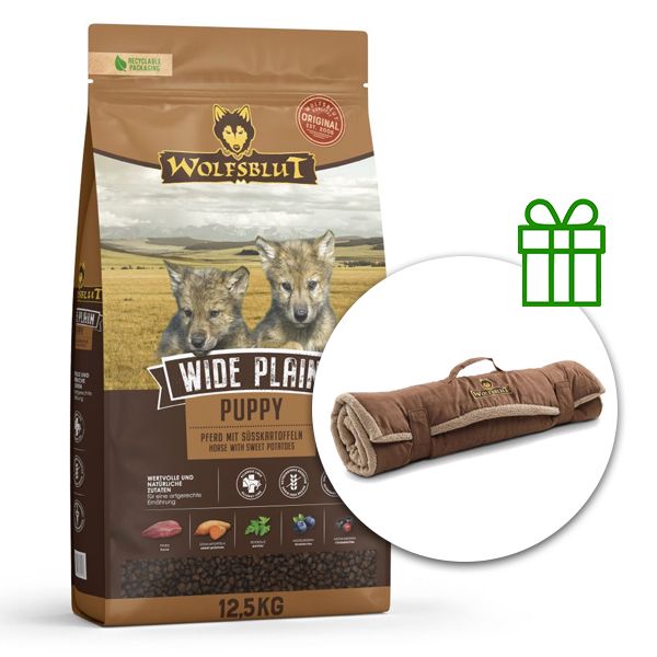 WOLFSBLUT Wide Plain Puppy 12,5 kg + Putna deka GRATIS
