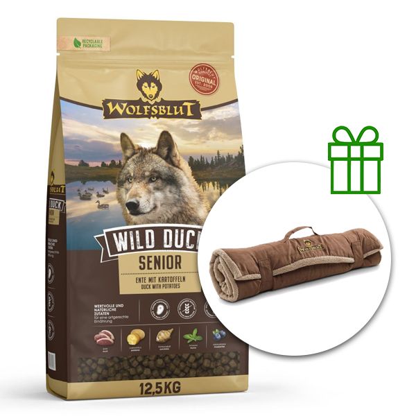 WOLFSBLUT Wild Duck Senior 12,5 kg + Putna deka GRATIS