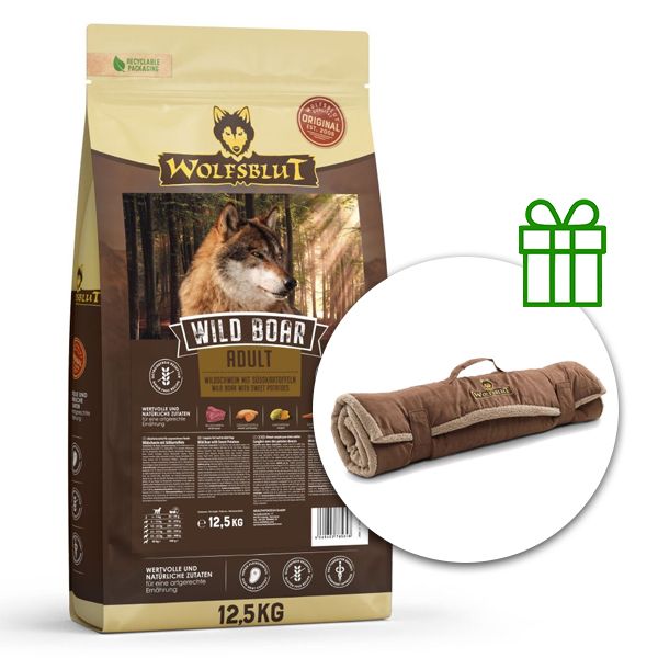 WOLFSBLUT Wild Boar Adult 12,5 kg + Putna deka GRATIS