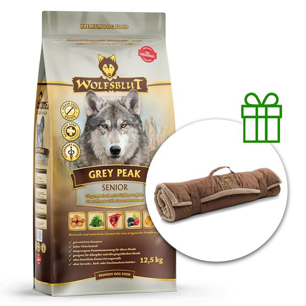 WOLFSBLUT Grey Peak Senior 12,5 kg + Putna deka GRATIS