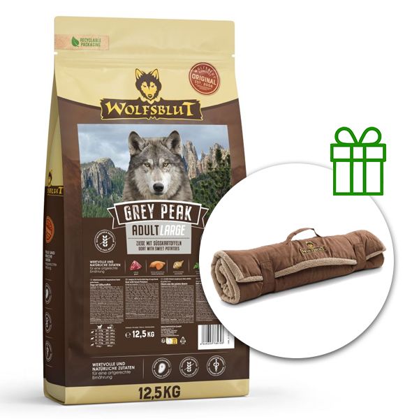 WOLFSBLUT Grey Peak Large Breed 12,5 kg + Putna deka GRATIS