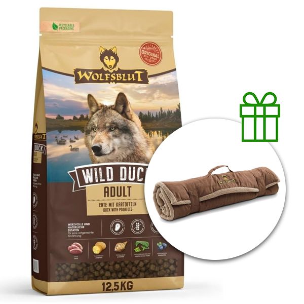 WOLFSBLUT Wild Duck Giant Breed 12,5 kg + Putna deka GRATIS
