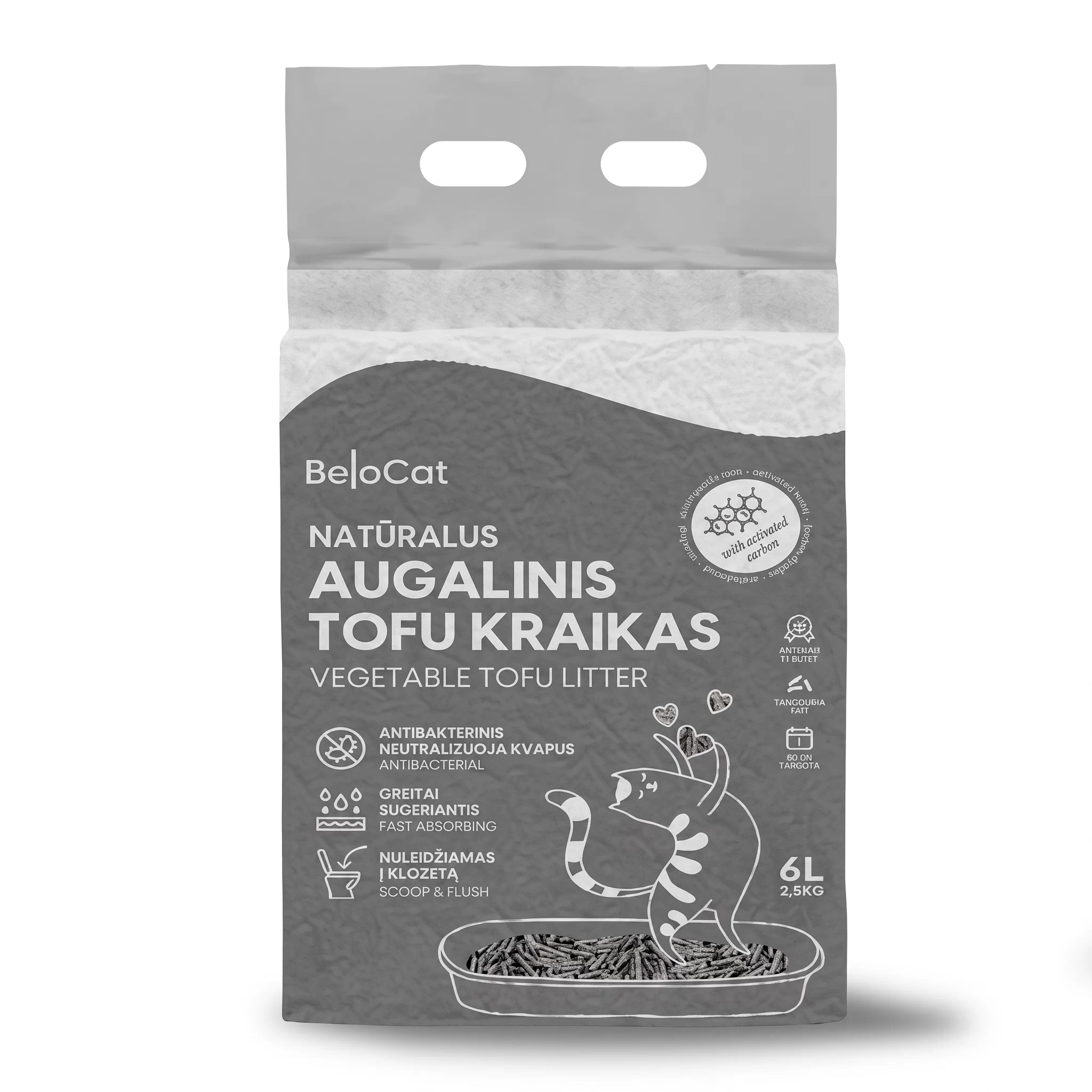 BeloCat TOFU mačji pijesak s aktivnim ugljenom 6 l