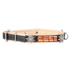 Ukrašena kožna ogrlica - 38 - 49cm, 25mm - crno - bežna