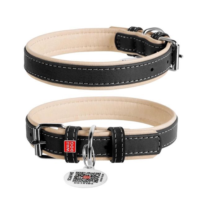 Kožni ovratnik Soft za psa - 27 - 36cm, 15mm, crno - bežični