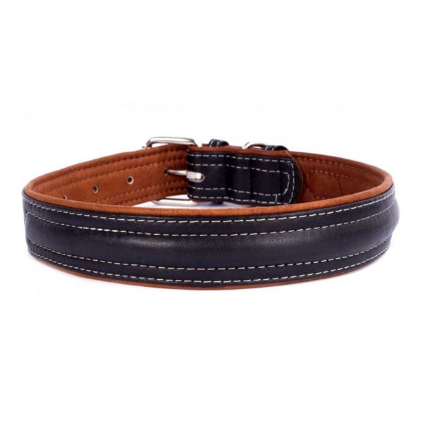 Kožni ovratnik Soft za psa - 38 - 49cm, 25mm, crno - smeđi