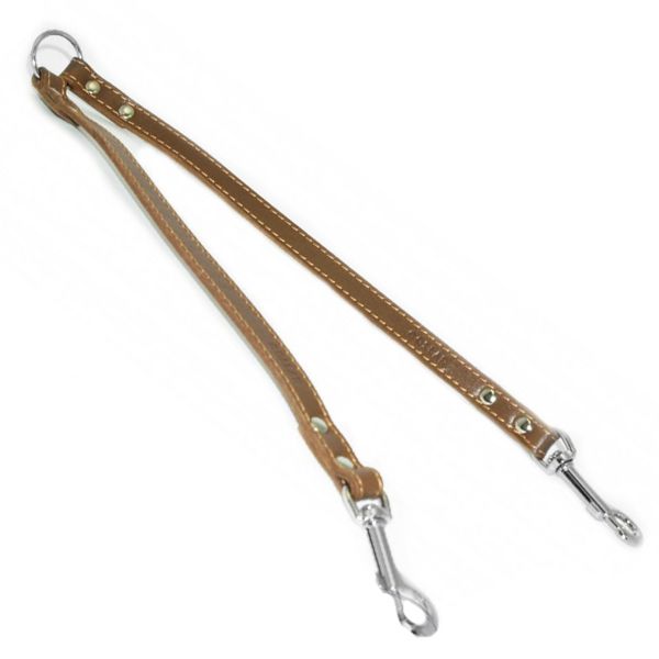 Kožna povodac za pse - razdjelnik, 40cm, 14mm - smeđa