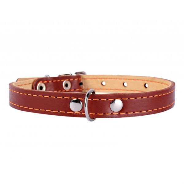 Kožni ovratnik dvostruki - 27 - 35cm, 14mm - smeđe-bež boje