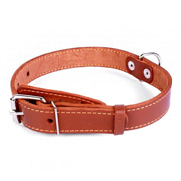 KOŽNI OVRATNIK ZA PSE SMEĐI 38 - 50 CM, 25 MM
