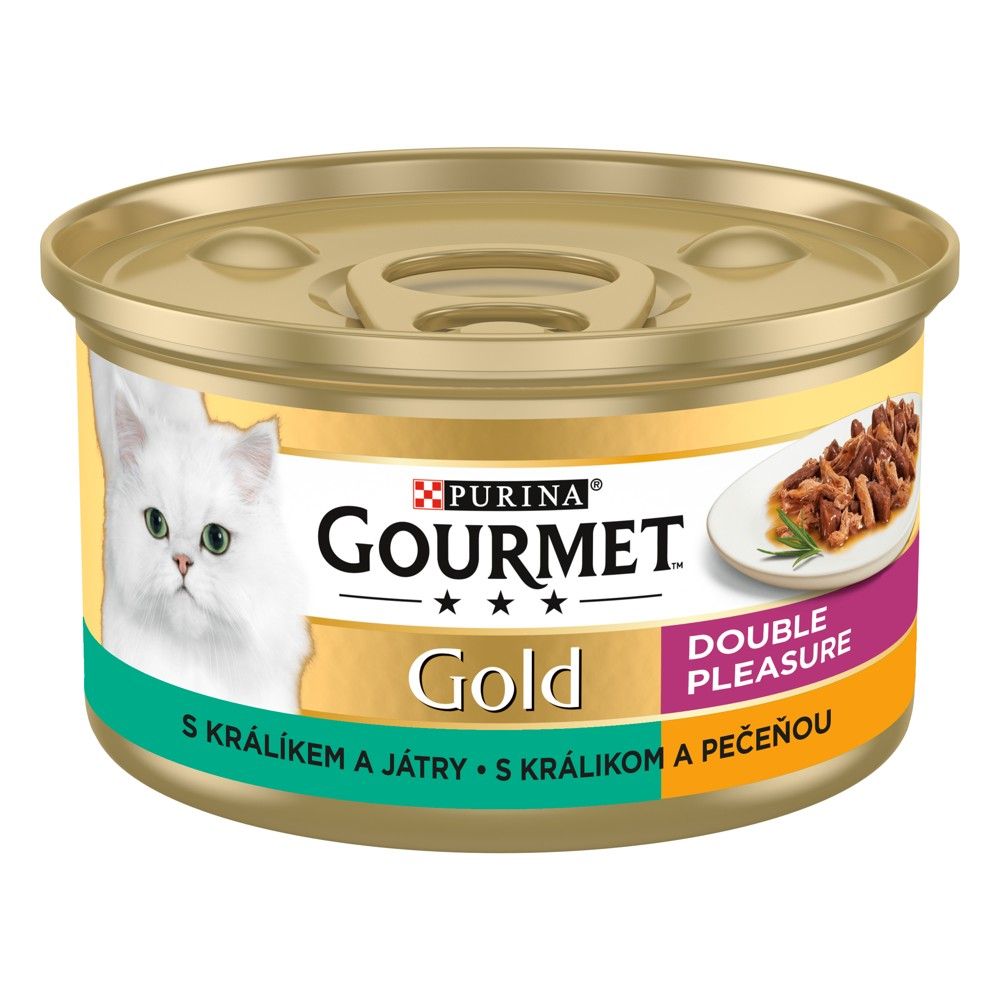 Konzerva Gourmet GOLD - pečeni i mesni komadi s zecem i jetrom, 85g