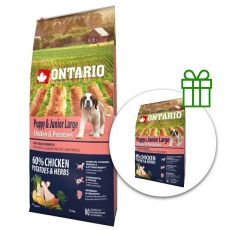 ONTARIO Štene & Junior Veliki piletina & krumpir 12kg + 2,25kg GRATIS
