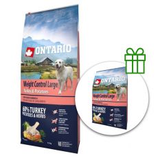 ONTARIO Weight Control Large turkey & potatoes 12kg + 2,25kg GRATIS