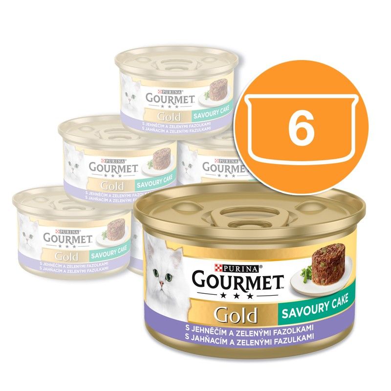 Konzerva Gourmet GOLD - Slani kolač s janjetinom i zelenim mahunarkama 6 x 85g