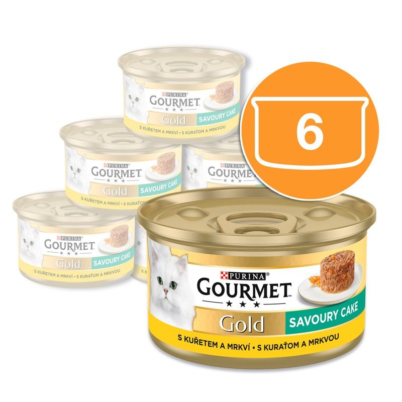 Konzerva Gourmet GOLD - Slani kolač s piletinom i mrkvom 6 x 85g