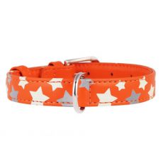 Svjetleći kožni ovratnik s zvjezdicama, narančasti 21 - 29cm, 12mm