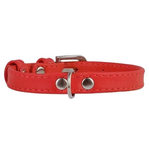 Ravni kožni ovratnik crveni 19 - 25cm, 9mm