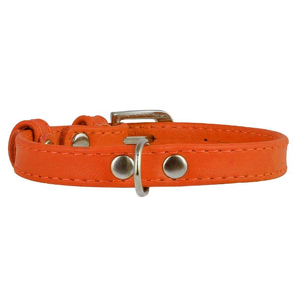 Ravni kožni ovratnik narančasti 19 - 25cm, 9mm