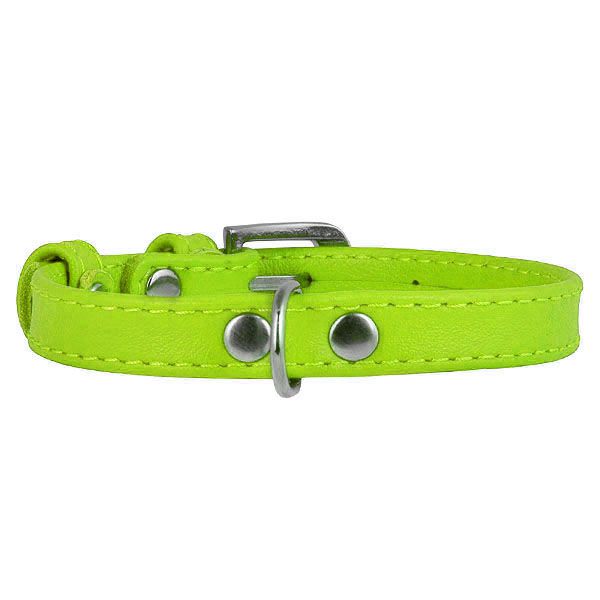 Ravni kožni ovratnik zeleni 19 - 25cm, 9mm