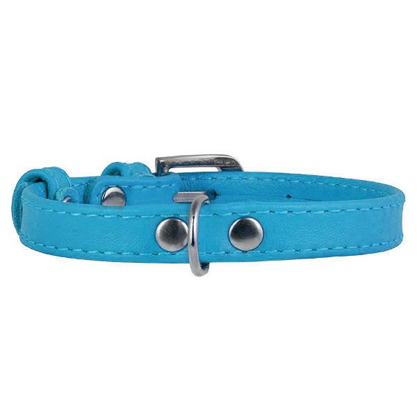 Pločasti kožni ovratnik plavi 19 - 25cm, 9mm