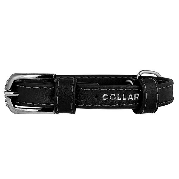 Ravni kožni ovratnik crni 19 - 25cm, 9mm
