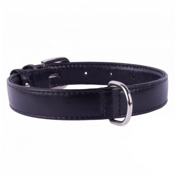 Ravni kožni ovratnik crni 30 - 39cm, 20mm